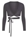 Skims X Nike Wrap Long-sleeve Top In Gray