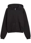 Skims Zip-up Cotton-blend Hooded Sweatshirt In Black