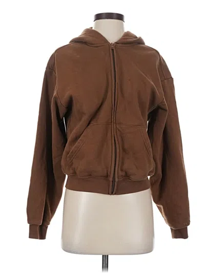 Pre-owned Skims Zip Up Hoodie In Brown