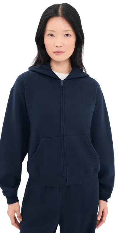 Skims Zip Up Hoodie Navy In Blue