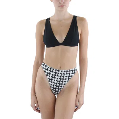 Skin By Same Womens Houndstooth High Leg Swim Bottom Separates In Black