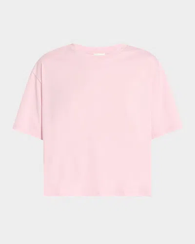 Skin Cali And Carlyn Cropped Pima Cotton Pajama Set In Pink Rain