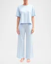 Skin Womens Christine Mid-rise Wide-leg Organic-cotton Pyjama Trousers Blue Breeze In Blue Breez