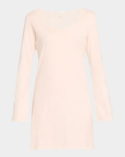 Skin Carmine Long-sleeve Cotton Sleepshirt In Pearl Pink