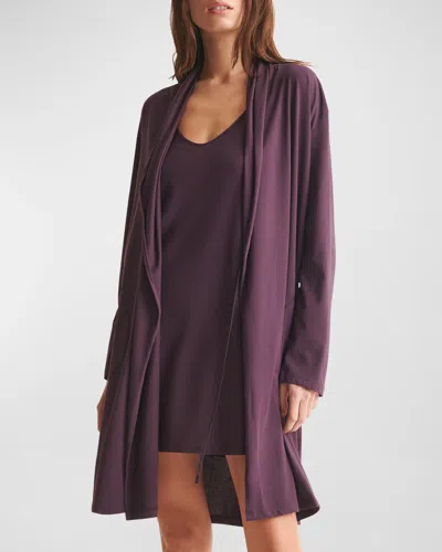 Skin Coleen Pima Cotton Jersey Robe In Purple