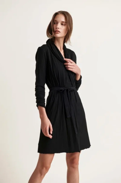 Skin Double Layer Wrap Robe In Black