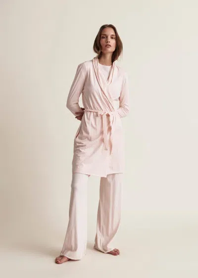 Skin Double Layer Wrap Robe In Pink