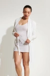 Skin Double Layer Wrap Robe In White