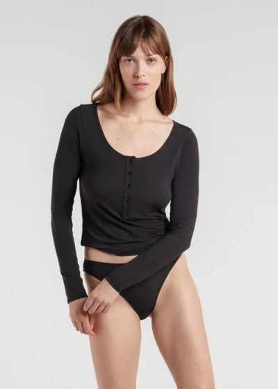 Skin Dreamy Longsleeve Henley In Black