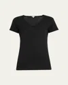 Skin Easy V-neck Cotton Tee In Black