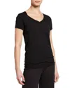 Skin Easy V-neck Cotton Tee In Black