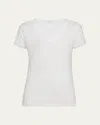 Skin Easy V-neck Cotton Tee In White