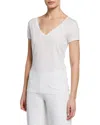 Skin Easy V-neck Cotton Tee In White