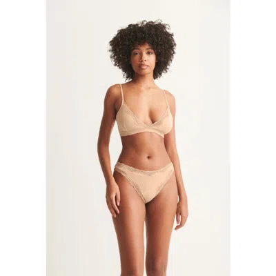 Skin Gabi Bralette With Lace In Macadamia