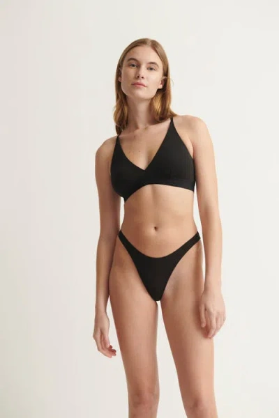 Skin Graysen High Cut Thong In Black