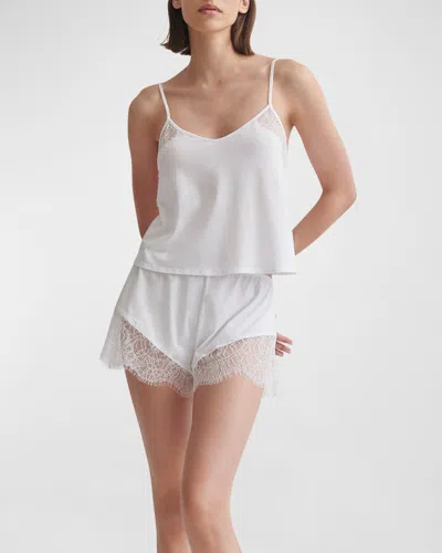 Skin Mae And Mckenzie Lace-trimmed Organic Pima Cotton-jersey Pajama Set In White