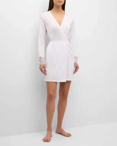 Skin Melissa Lace-trim Cotton Robe In White