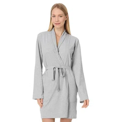 Skin Natural Juliana Robe Women Heather Gray Tie Waist Long Sleeve Ddr2556