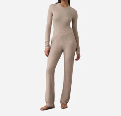 Skin Nyra Organic Pima Cotton Lounge Set In Heather Brown