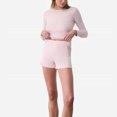 Skin Regan Pima Cotton Ribbed High Waisted Short In Pink Ice
