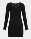 Skin Roma Ribbed Organic Cotton Sleepshirt In Black