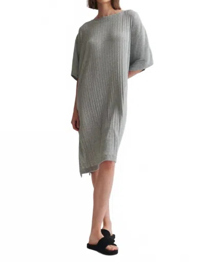 Skin Rosa Ribbed Bateau-neck Midi Caftan In Heather Grey In Gray