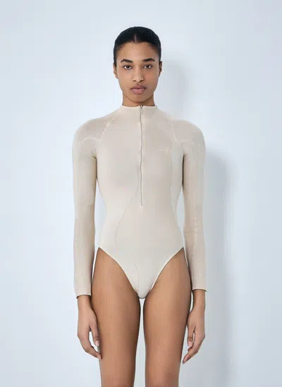 Skin Series High-neck Bodysuit In Sand
