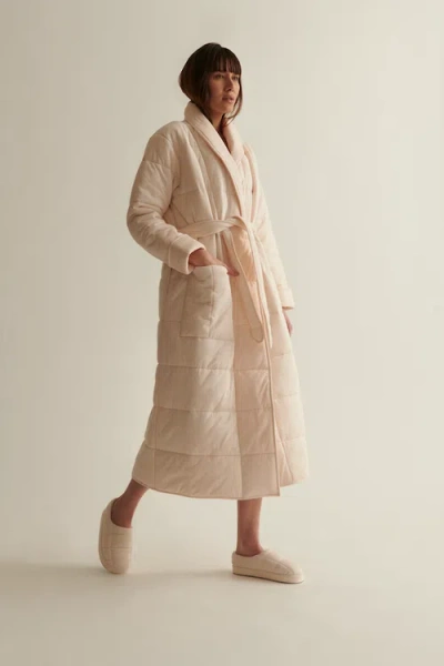 Skin Sierra Quilted Robe In Pearl Pink