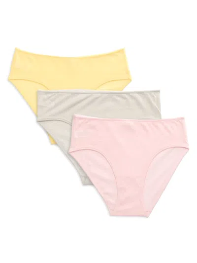 Skin Women's 3-pack Pima Cotton Brief Set In Pink Lemon Multi
