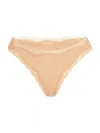SKIN WOMEN'S GENNY LACE-TRIMMED STRETCH COTTON THONG
