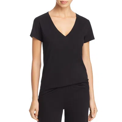 Skin Women's  Jade T-shirt Black 100% Cotton Short Sleeve V-neck Red1164