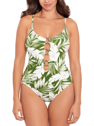 Skinny Dippers Womens Cut-out Printed One-piece Swimsuit In White