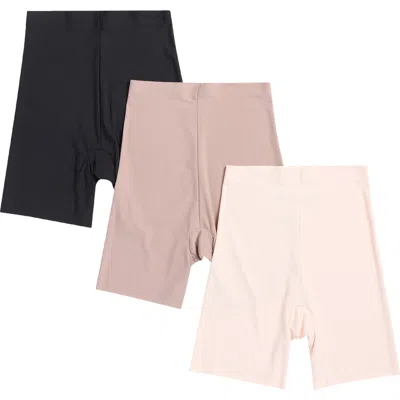 Skinny Girl 3-pack Seamless Shaping Shorts In Light Mocha/beige/black
