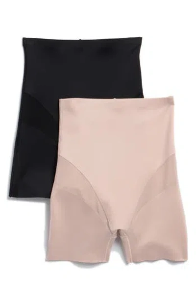 Skinny Girl Assorted 2-pack High Waist Scuba Knit Bike Shorts In Ondine Blush