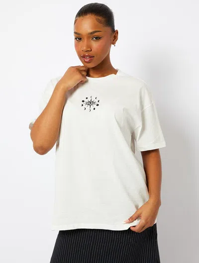 Skinnydip London Acotar Moon Phase T-shirt In Ecru In White