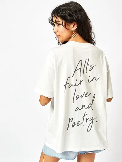 All's Fair In Love And Poetry T-shirt In Ecru In White from Skinnydip