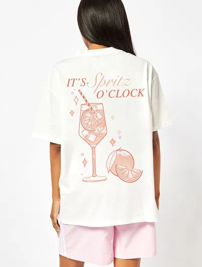 Skinnydip London Aperol Spritz T-shirt In Ecru In White