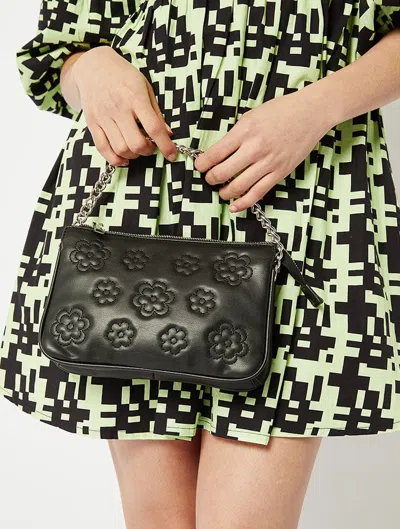 Skinnydip London Black Double Pouchette Flower Quilt Cross Body Bag