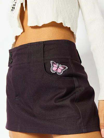 Skinnydip London Cargo Mini Skirt With Y2k Embroidery In Purple