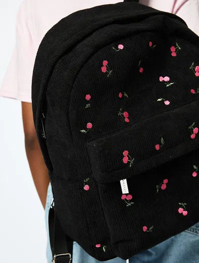 Skinnydip London Cherry Embroidered Backpack In Black