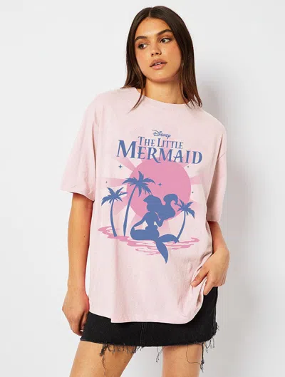 Skinnydip London Disney Little Mermaid Sunset T-shirt In Pink