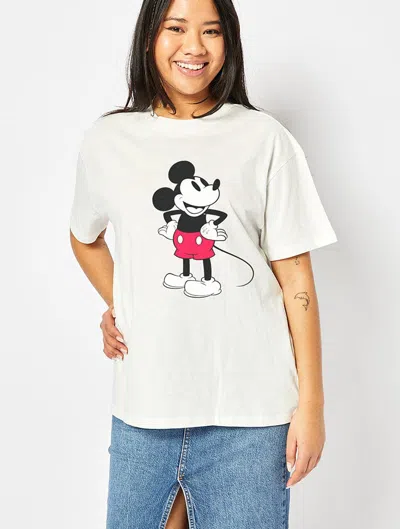 Skinnydip London Disney Mickey Mouse T-shirt In Ecru In White