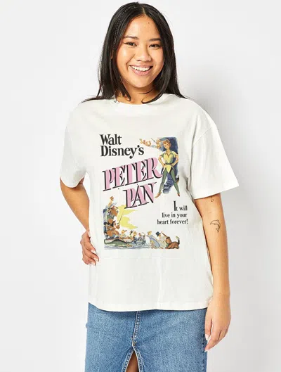 Skinnydip London Disney Peter Pan Poster T-shirt In Ecru In White
