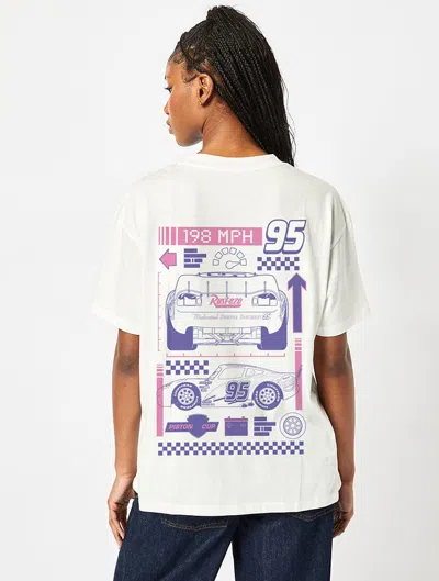 Skinnydip London Disney Pixar Cars T-shirt In Ecru In White