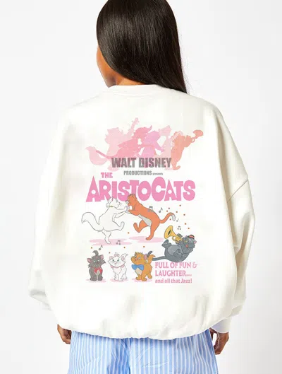 Skinnydip London Disney The Aristocats Poster Sweatshirt In Ecru In White