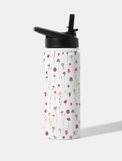 Skinnydip London Floral Meadow 18oz Stainless Steel Water Bottle In White