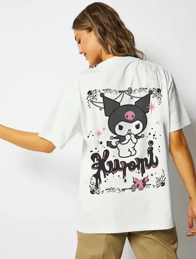 Skinnydip London Hello Kitty X Skinnydip Kuromi Drip T-shirt In Ecru In White