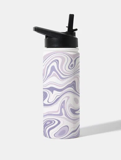 Skinnydip London Lilac Swirl 18oz Stainless Steel Water Bottle In White