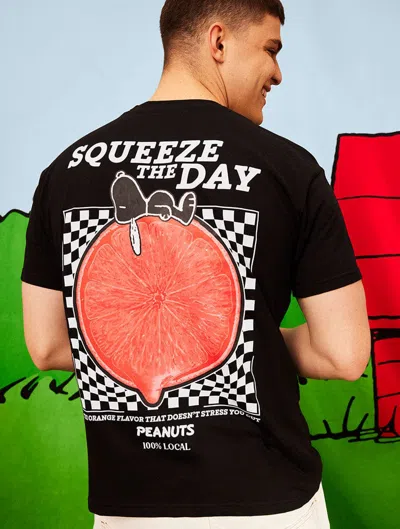 Skinnydip London Peanuts X Skinnydip Snoopy Squeeze The Day T-shirt In Black In Multi