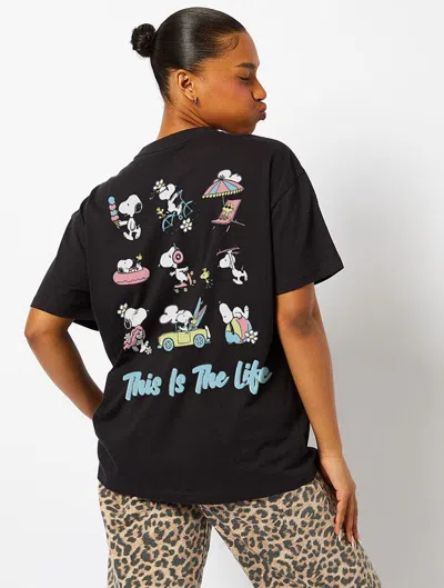 Skinnydip London Peanuts X Skinnydip Snoopy This Is The Life T-shirt In Black In Multi